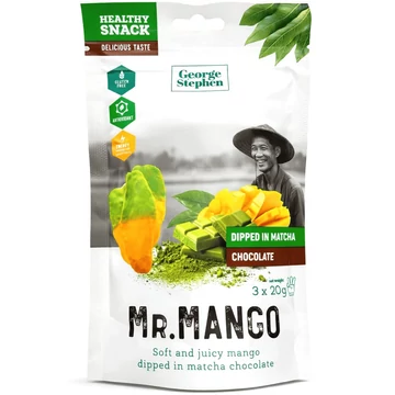 Mr. Mango 60 g, Prémium aszalt mangó szelet matchás csokival bevonva 3x20g termékkép 60 g