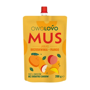 Owolovo MUS Gyümölcspüré Alma-Őszibarack-Mangó termékkép