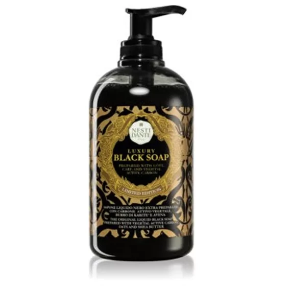 Luxury Black - Fekete folyékony szappan pumpás adagolóval - 500 ml