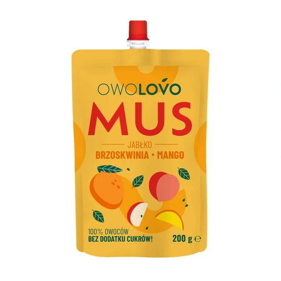 Owolovo MUS Gyümölcspüré Alma-Őszibarack-Mangó termékkép