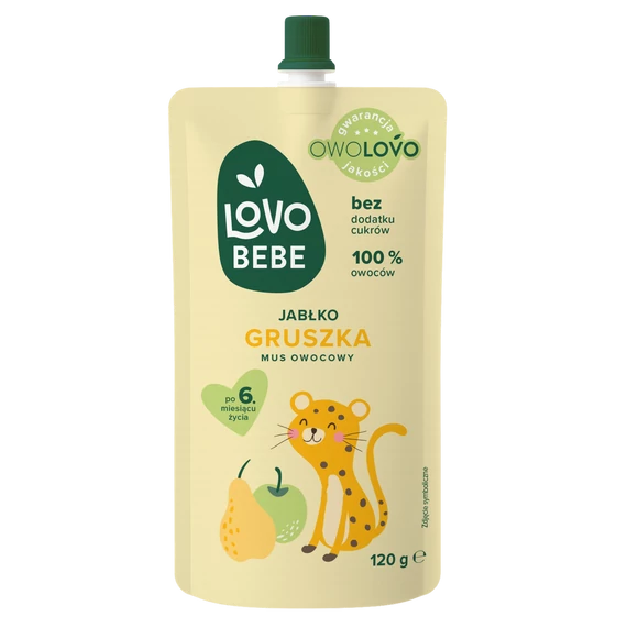 Lovo Bebe Gyümölcspüré 6h+ Alma-körte 120g termékkép 120 g