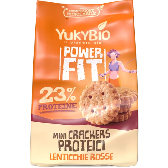 Yukybio PowerFit Bio Mini Kréker fehérjével,vörös lencsével termékkép
